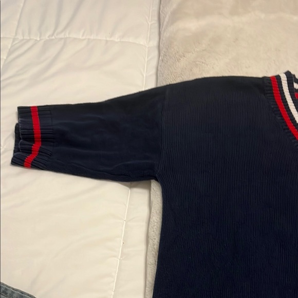 Tommy Hilfiger V-Neck Sweater Blue Red - Picture 3 of 8